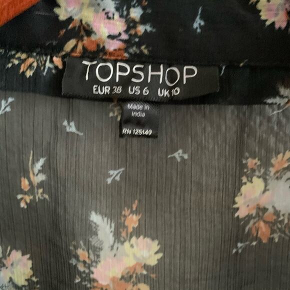 TOPSHOP Beaded Floral Ruffle Cuff Blouse | 6 - Picture 2 of 10